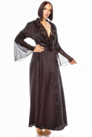 Long Satin Dressing Gown Robes with Lace