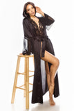 Long Satin Dressing Gown Robes with Lace