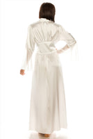 Long Satin Dressing Gown Robes with Lace