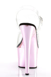 Chrome 7 Inch High Heel Platform Ankle Strap Sandals, Open Toe Stiletto Shoes with 2 3/4 Inch Platform