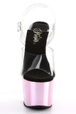 Chrome 7 Inch High Heel Platform Ankle Strap Sandals, Open Toe Stiletto Shoes with 2 3/4 Inch Platform