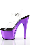 Chrome 7 Inch High Heel Platform Ankle Strap Sandals, Open Toe Stiletto Shoes with 2 3/4 Inch Platform