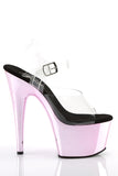 Chrome 7 Inch High Heel Platform Ankle Strap Sandals, Open Toe Stiletto Shoes with 2 3/4 Inch Platform