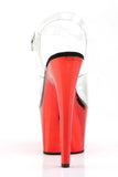 Chrome 7 Inch High Heel Platform Ankle Strap Sandals, Open Toe Stiletto Shoes with 2 3/4 Inch Platform