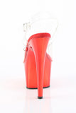 Chrome 7 Inch High Heel Platform Ankle Strap Sandals, Open Toe Stiletto Shoes with 2 3/4 Inch Platform