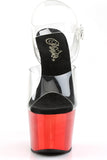 Chrome 7 Inch High Heel Platform Ankle Strap Sandals, Open Toe Stiletto Shoes with 2 3/4 Inch Platform