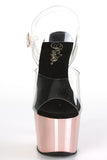 Chrome 7 Inch High Heel Platform Ankle Strap Sandals, Open Toe Stiletto Shoes with 2 3/4 Inch Platform