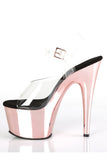 Chrome 7 Inch High Heel Platform Ankle Strap Sandals, Open Toe Stiletto Shoes with 2 3/4 Inch Platform