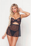 Romantic Lace and Mesh Babydoll Set w/ G-String