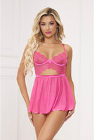 Romantic Lace and Mesh Babydoll Set w/ G-String