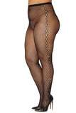 Fishnet pantyhose with jacquard side detail