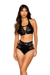 Stretch faux-leather bralette and panty