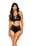 Stretch faux-leather bralette and panty