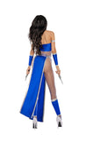 Women’s Blue Ninja Costume, Action-Inspired Ninja Outfit with Hood, Mask & Bold Blue Details for Halloween, Cosplay, Themed Parties & Performances