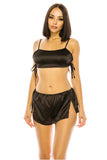 Satin Pajama Short with Crop Top