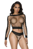 Long sleeve diamond net top