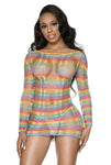 Multi net rainbow mini dress