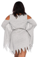 Plus Jersey Ghost Long Sleeve Halloween Dress