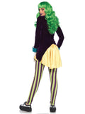 Wicked Trickster Women’s Halloween Costume – 2 Piece Sequin Velvet Jacket & Striped Leggings Set