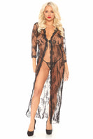 Satin Long Lace Lingerie Robe Set