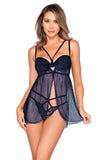 Sexy Fishnet and Lace Fly-away Front Babydoll
