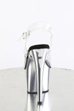 Chrome 7 Inch High Heel Platform Ankle Strap Sandals, Open Toe Stiletto Shoes with 2 3/4 Inch Platform