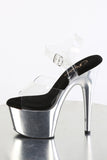 Chrome 7 Inch High Heel Platform Ankle Strap Sandals, Open Toe Stiletto Shoes with 2 3/4 Inch Platform