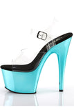 Chrome 7 Inch High Heel Platform Ankle Strap Sandals, Open Toe Stiletto Shoes with 2 3/4 Inch Platform