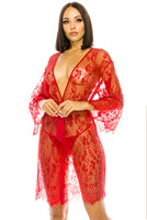 Two Piece Floral Lace Robe – Donna di Capri  