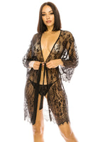 Two Piece Floral Lace Robe – Donna di Capri  