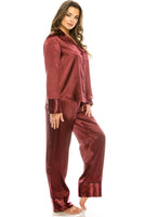 Two Piece Satin Pajama Set for Women