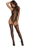 Lace Teddy Bodystocking with Criss-Cross Detailing