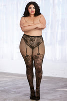 Pantyhose with High-Waisted Lace Panty Design