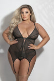 Lace and mesh cami and g-string