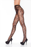 Floral swirl fishnet pantyhose