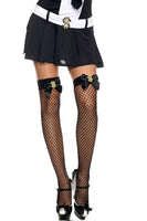 Dollar applique spandex diamond net thigh high