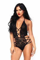 Strappy Cut Out Halter Lace Teddy