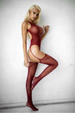 Women's Plunge Bodystocking with Attached Garter Tights