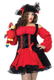 Vixen Pirate Wench Costume for Women – Sexy Peasant Top, Lace-Up Velvet Corset & Layered Skirt