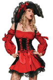 Vixen Pirate Wench Costume for Women – Sexy Peasant Top, Lace-Up Velvet Corset & Layered Skirt