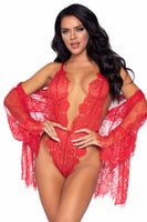 3 PC Lace Teddy and Robe Set
