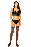 Mesh and Pleather Bra 2 Pc. Set