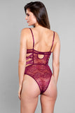 Sheer Lace Teddy w Strap Design Hips