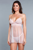 Sheer Lace Dotted Babydoll w Panty