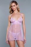 Sheer Lace Dotted Babydoll w Panty