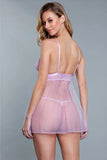 Sheer Lace Dotted Babydoll w Panty