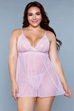 Sheer Lace Dotted Babydoll w Panty