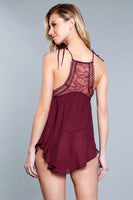 See-Through Chest High Neck Chemise