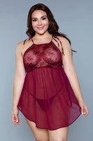 See-Through Chest High Neck Chemise