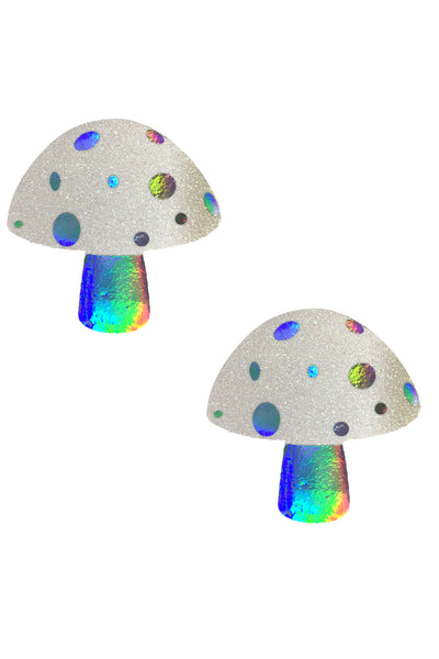 Alice Down The Rabbit Holographic White Shroom Nipztix Pasties